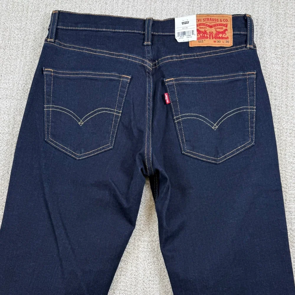 NEW Levi's Flex 511 Mens 30x36 Slim Fit Performance Dark Denim Blue Jeans